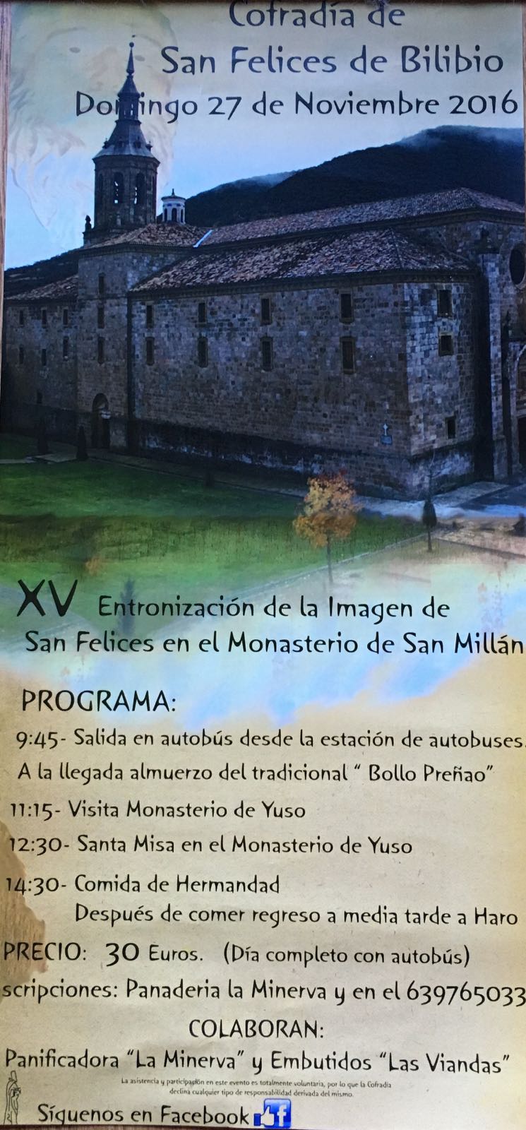 Decimoquinto aniversario de la entronización de San Felices en San Millán 1 programa_entronización