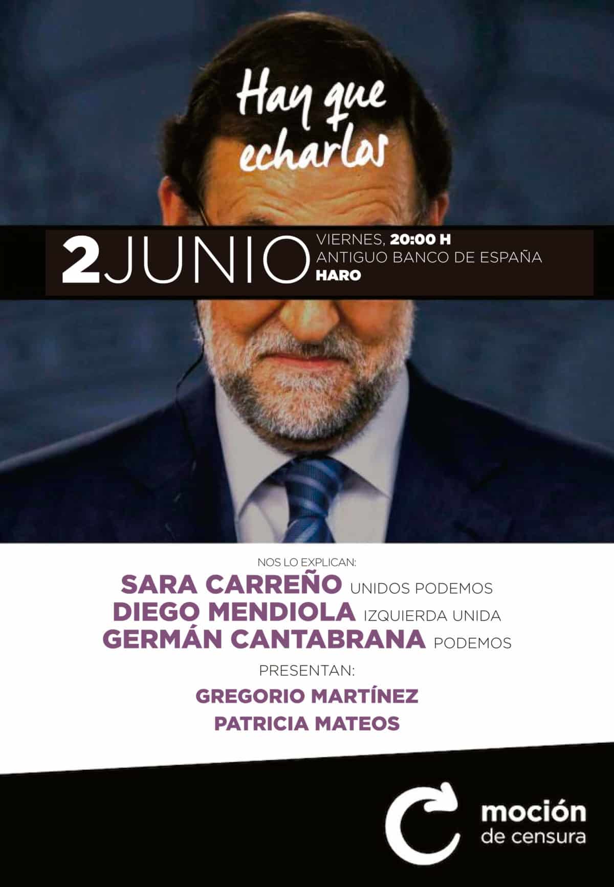 La moción de censura contra Rajoy se explicará este viernes en Haro 1