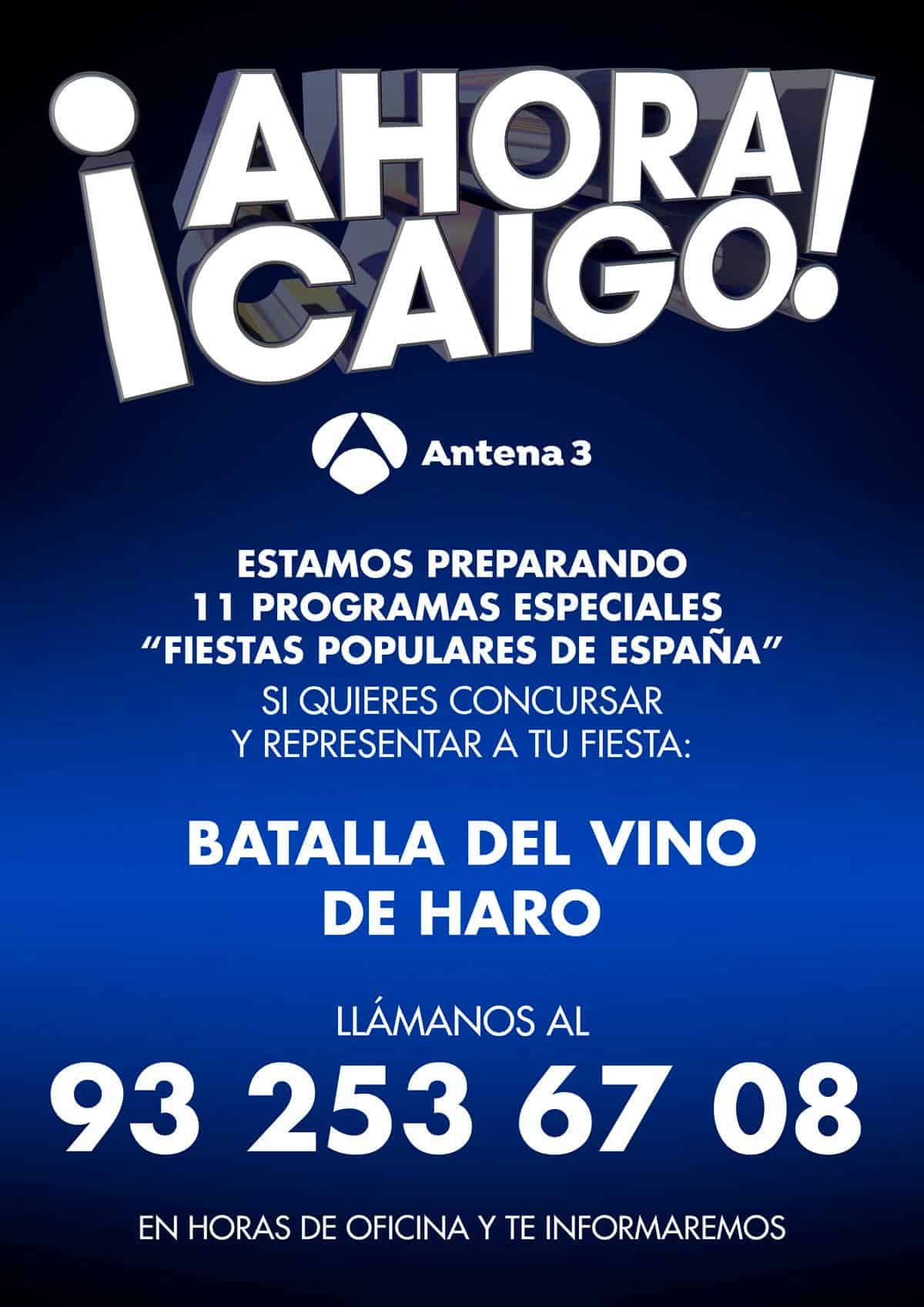 '¡Ahora caigo!' busca representante de la Batalla del Vino de Haro 1
