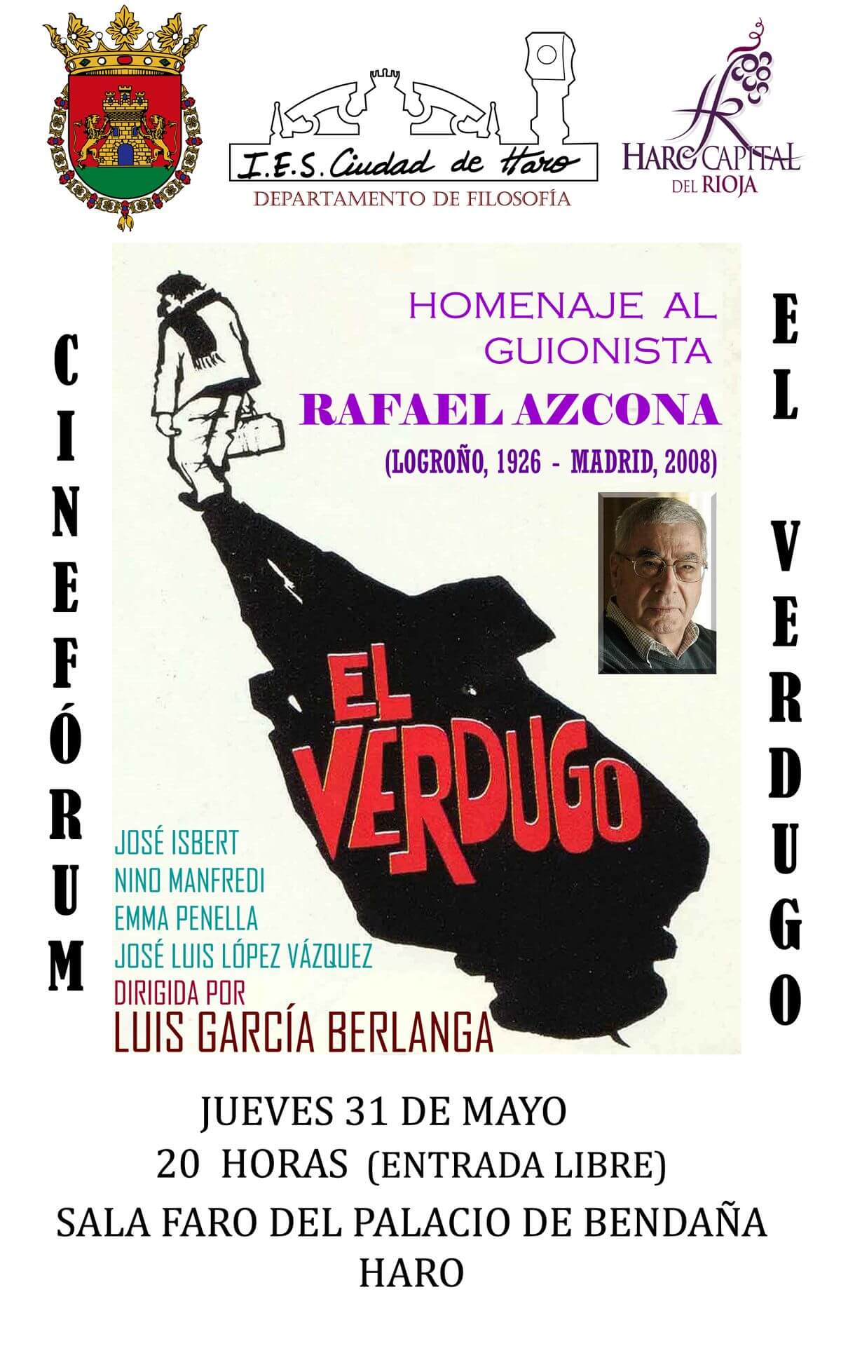 El IES Ciudad de Haro homenajeará a Rafael Azcona con un cinefórum 1