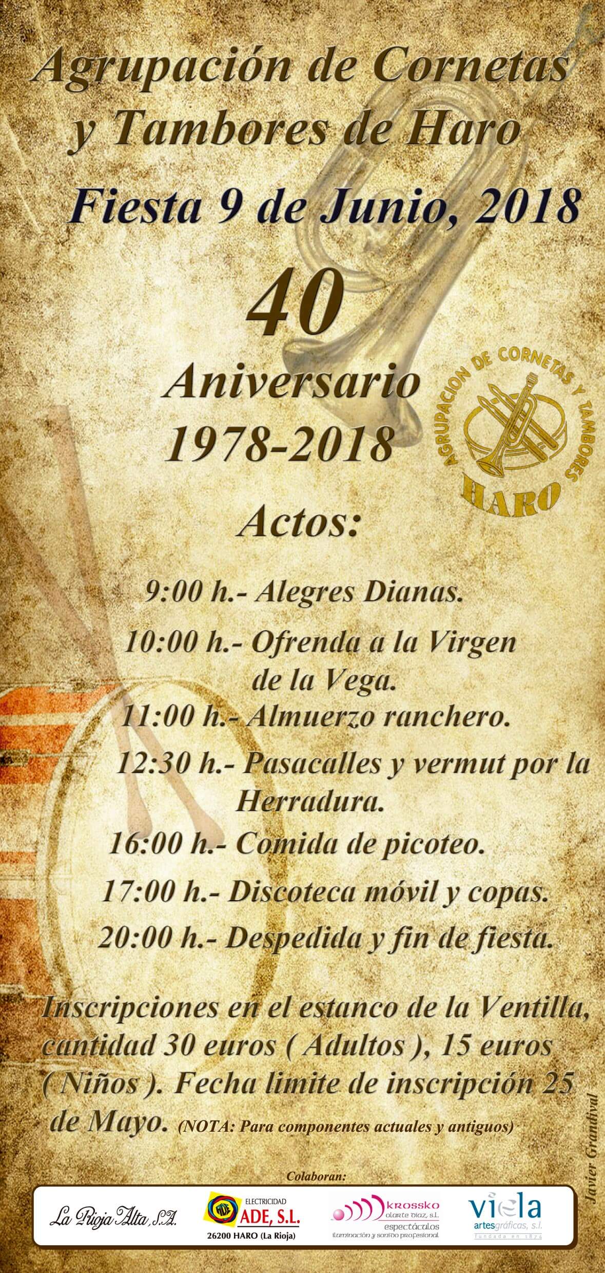Fiesta para celebrar el 40 aniversario de la Agrupación de Cornetas y Tambores de Haro 1