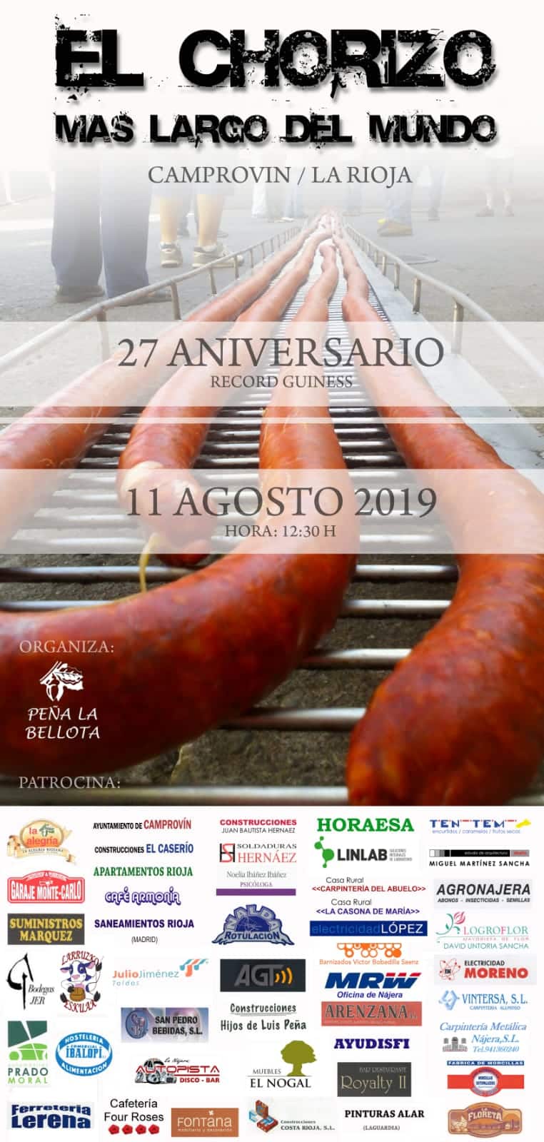 Camprovín celebra este domingo el 27 aniversario del chorizo más largo del mundo 1