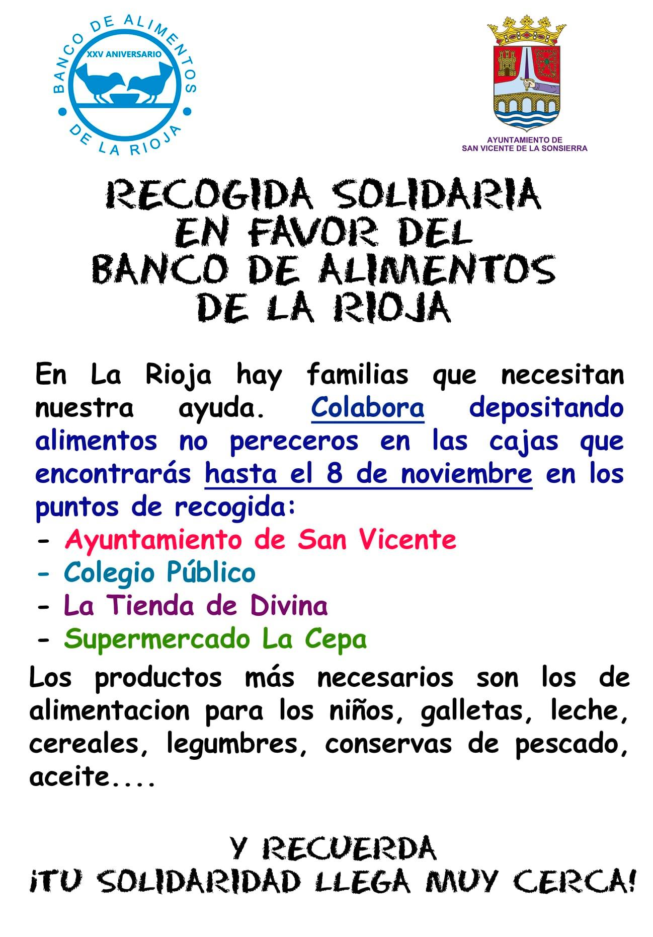 San Vicente de la Sonsierra recoge productos en favor del Banco de Alimentos 1