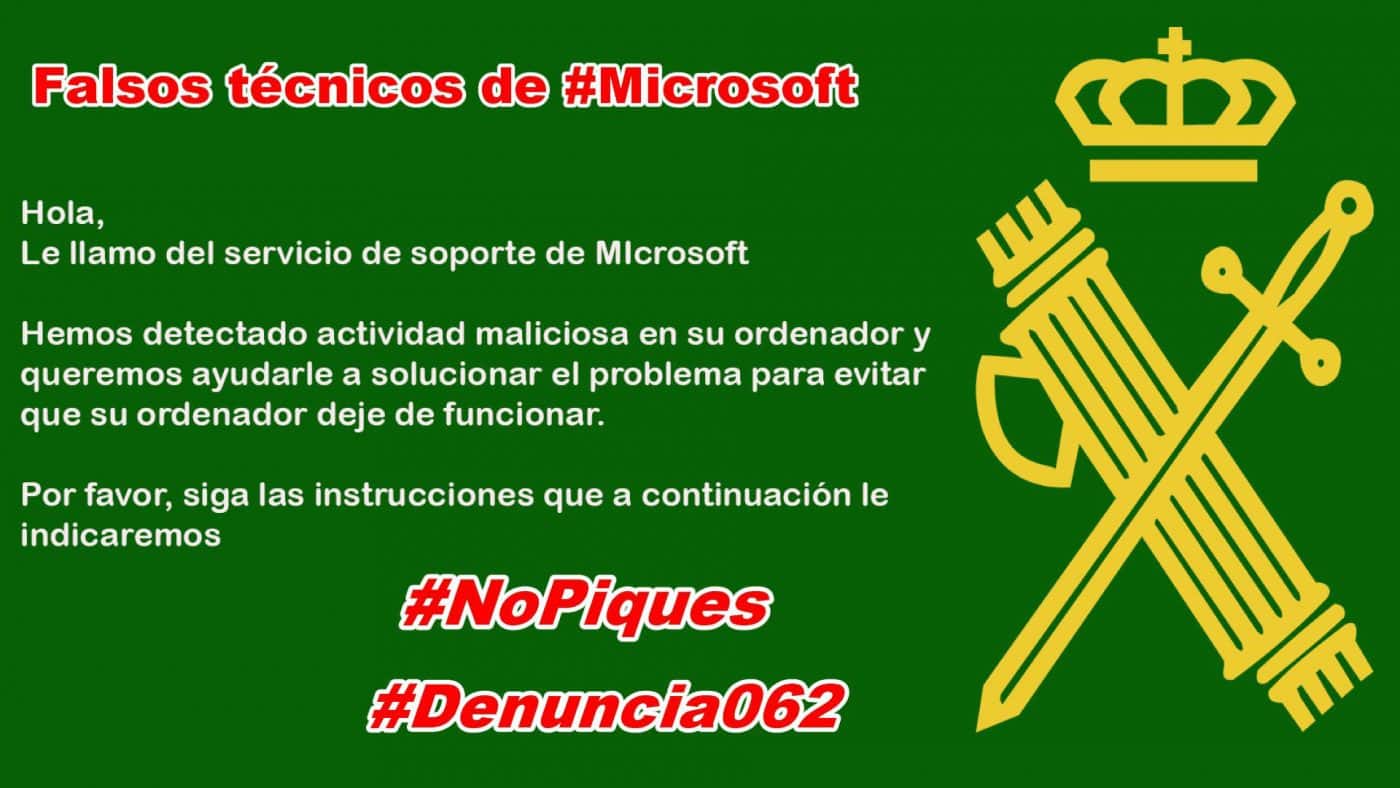La Guardia Civil en La Rioja alerta de una nueva oleada de llamadas telefónicas de falsos técnicos de Microsoft 1