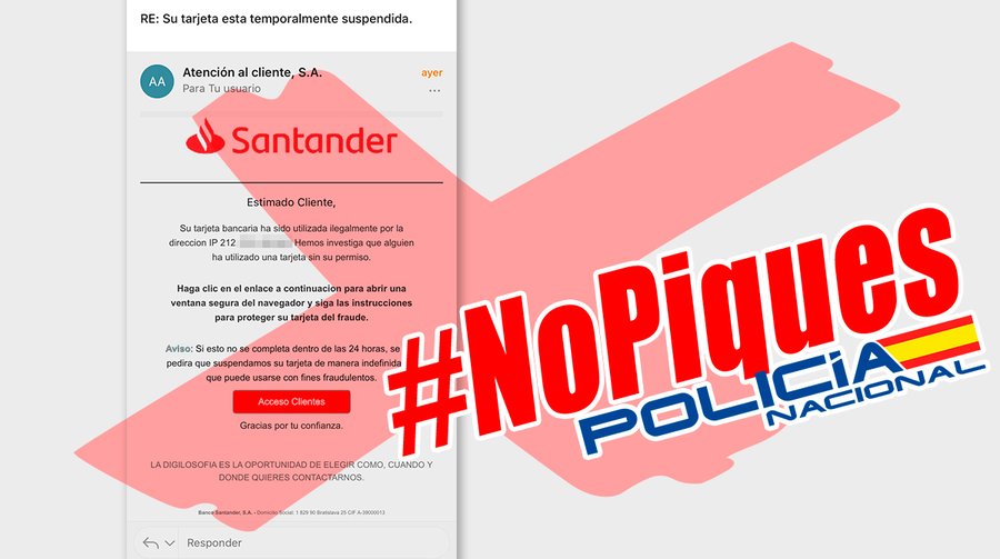 La Policía en La Rioja alerta sobre una estafa dirigida a clientes del Banco Santander 1
