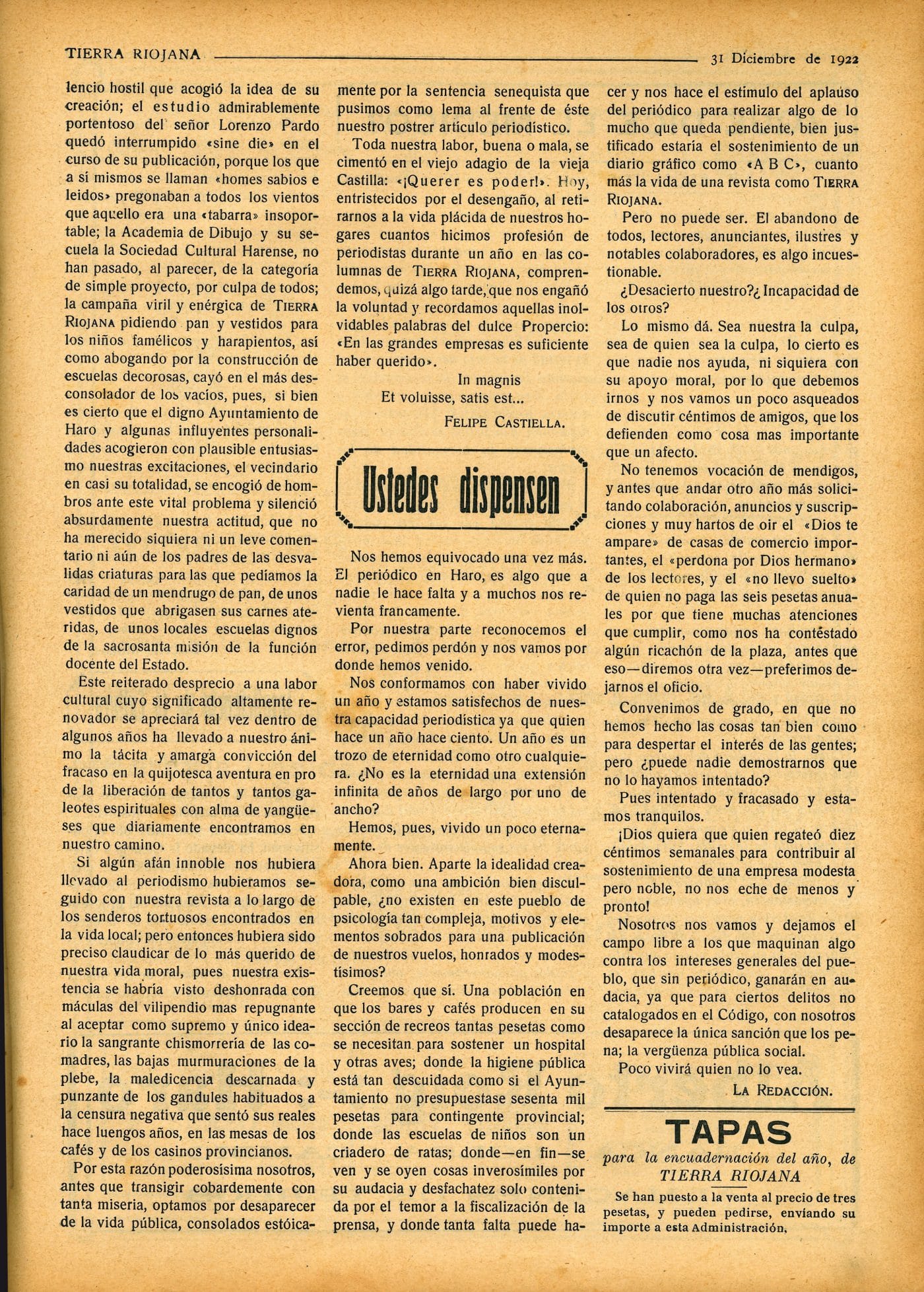 Centenario de la creación y desaparición de la revista 'Tierra Riojana' 3