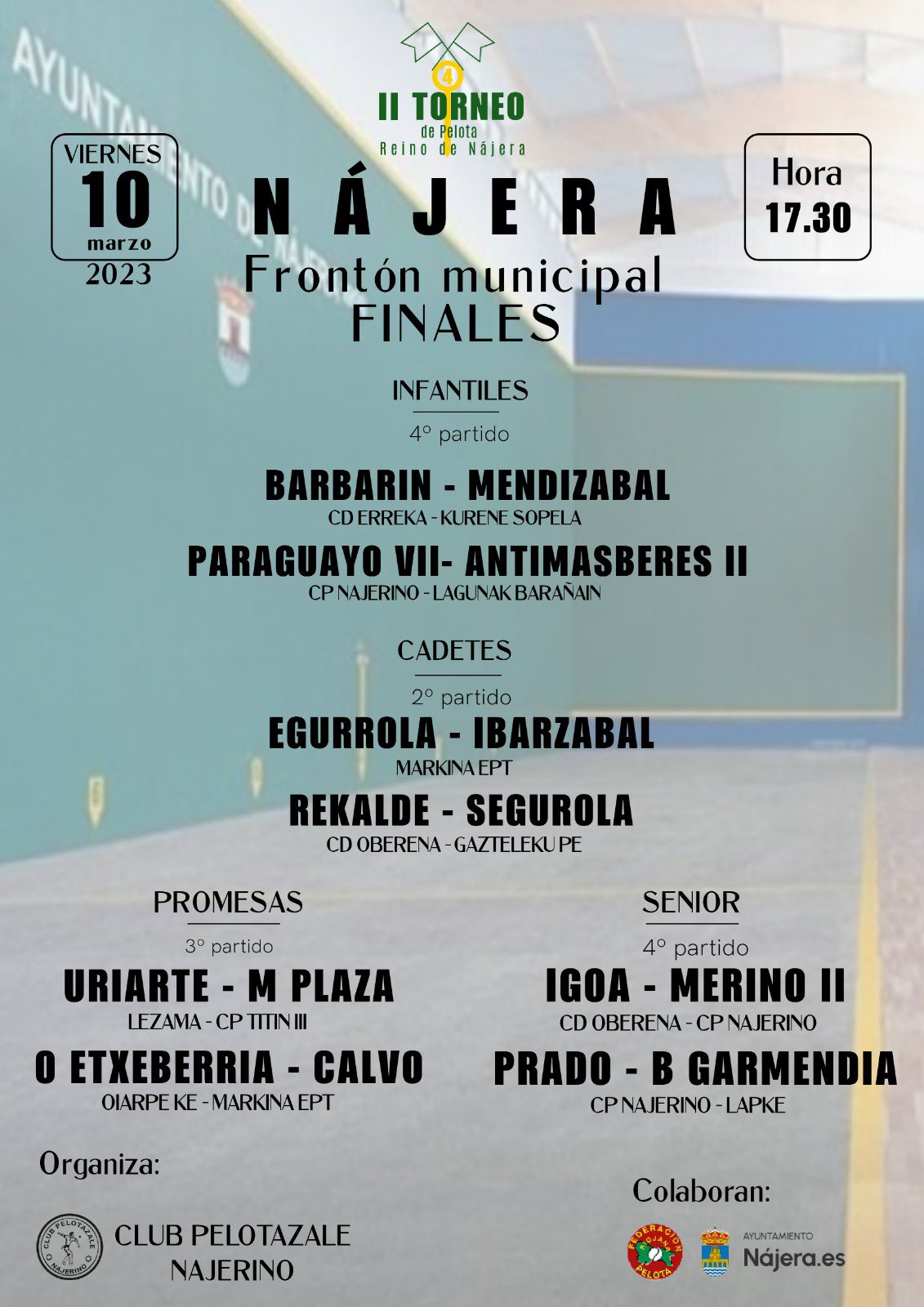 Las 'txapelas' del Torneo Reino de Nájera de pelota se deciden este viernes 1