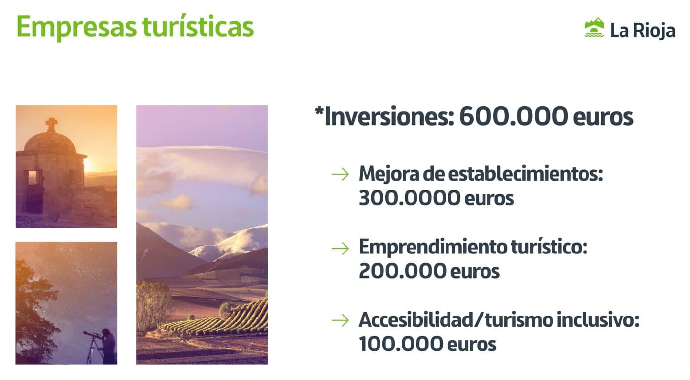 La Rioja aprueba una inversión de casi 3 millones de euros para nuevas subvenciones en materia turística 4 La Rioja aprueba una inversión de casi 3 millones de euros para nuevas subvenciones en materia turística 4