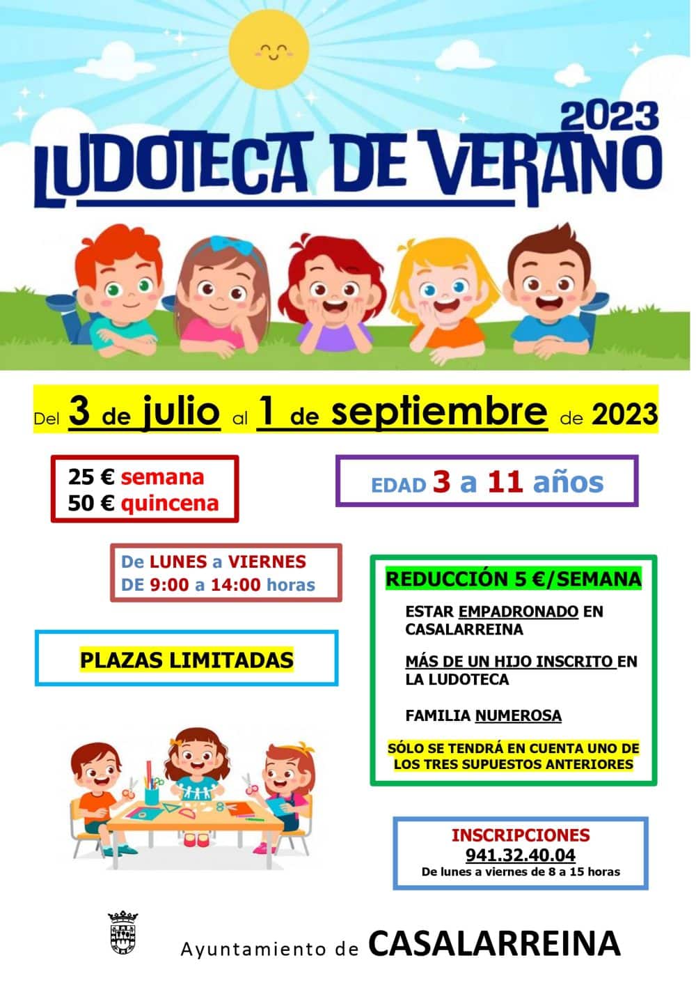 Casalarreina anuncia su ludoteca de verano del 3 de julio al 1 de septiembre 1