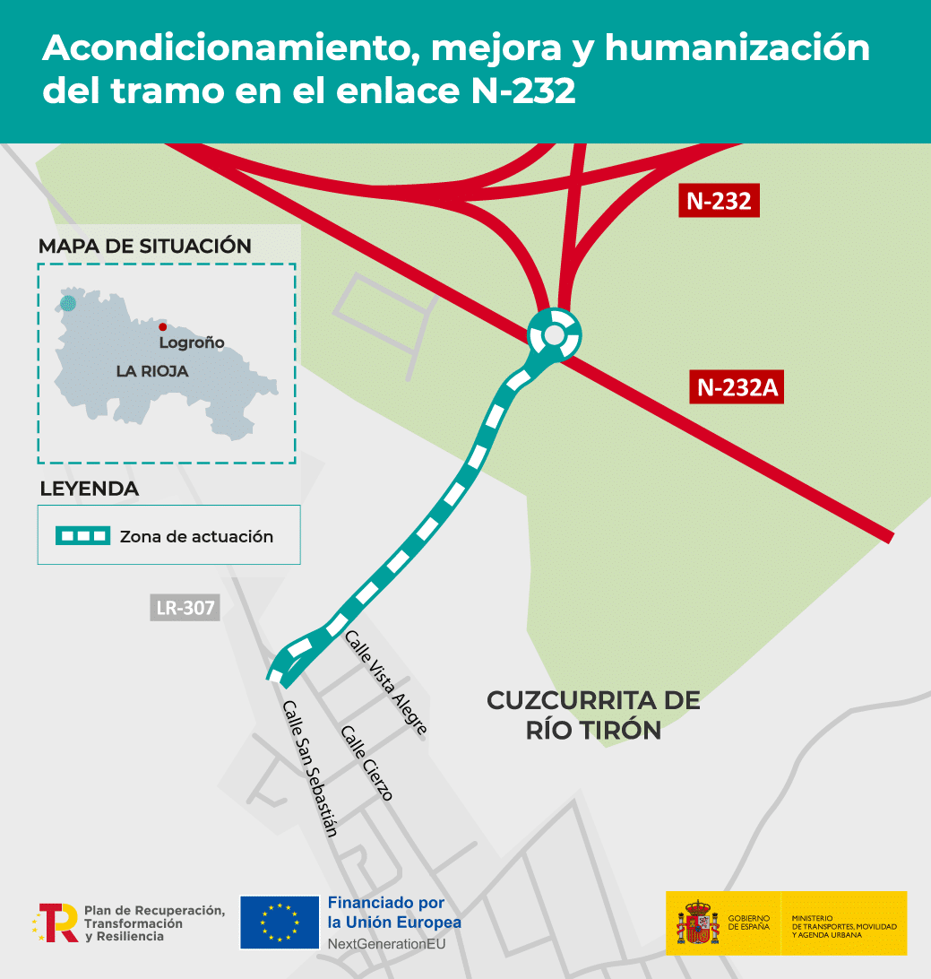 Mitma licita por 388.000 euros las obras de humanización de la conexión entre la N-232 con Cuzcurrita 1