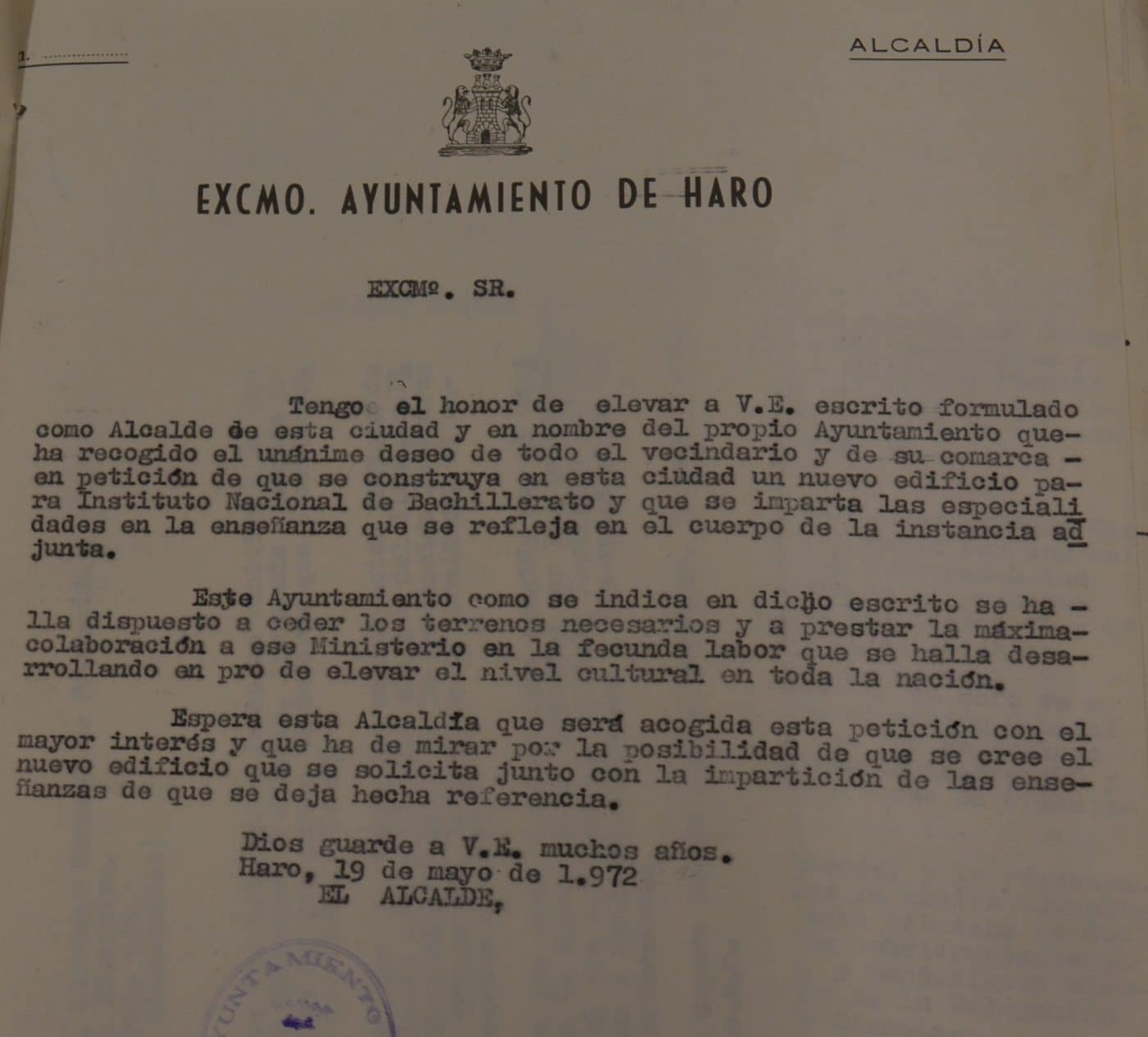 Marqués de la Ensenada (VII): petición y acuerdo entre el Ayuntamiento y el instituto 2