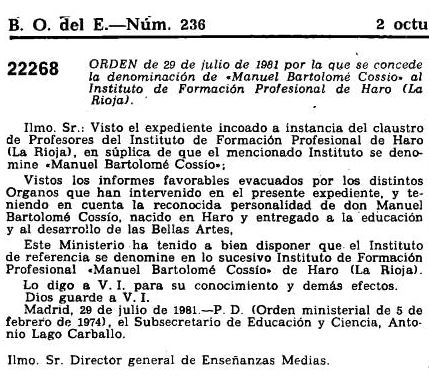 Marqués de la Ensenada (XII): unificación de los institutos como IES Ciudad de Haro 2