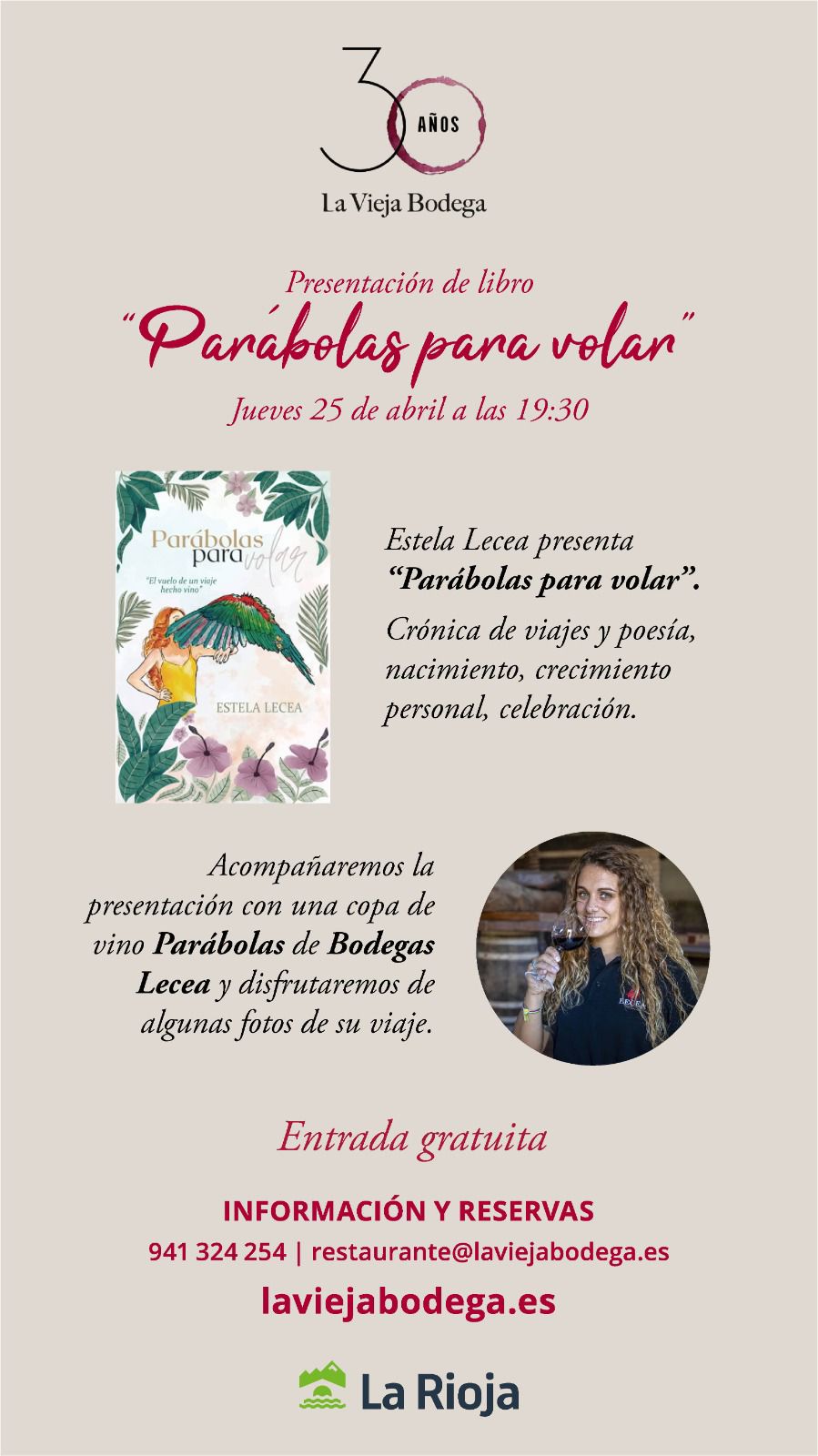La Vieja Bodega acoge la presentación del libro 'Parábolas para volar', de Estela Lecea 1