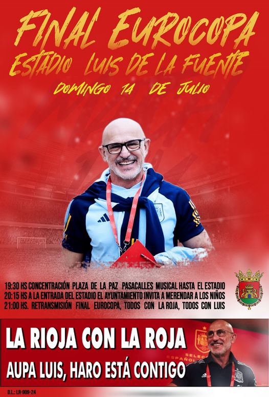 Haro se vuelca con Luis de la Fuente: concentración en la plaza de la Paz y pasacalles antes de la final de la Eurocopa 1 Haro se vuelca con Luis de la Fuente: concentración en la plaza de la Paz y pasacalles antes de la final de la Eurocopa 1