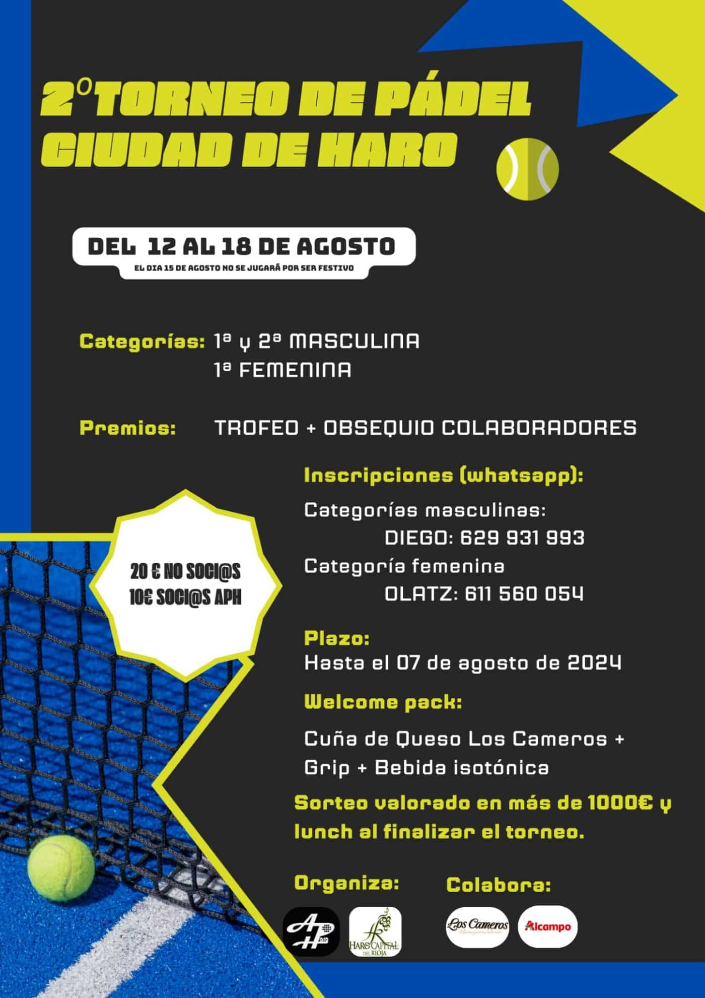 El segundo Torneo de Pádel 'Ciudad de Haro', del 12 al 18 de agosto 1