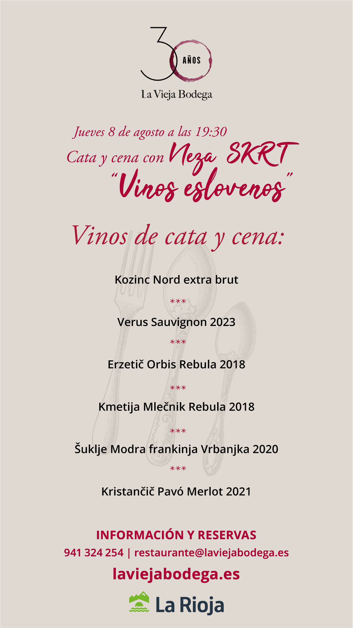 Una cata y cena con vinos eslovenos y un vermú musical, las próximas citas por el 30 aniversario de La Vieja Bodega 1