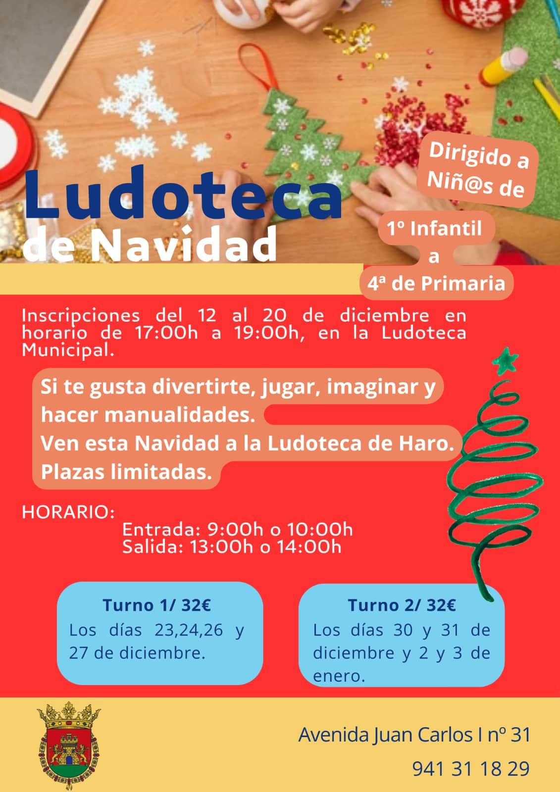 Haro anuncia los horarios disponibles para la ludoteca en Navidad 1 Haro anuncia los horarios disponibles para la ludoteca en Navidad 1