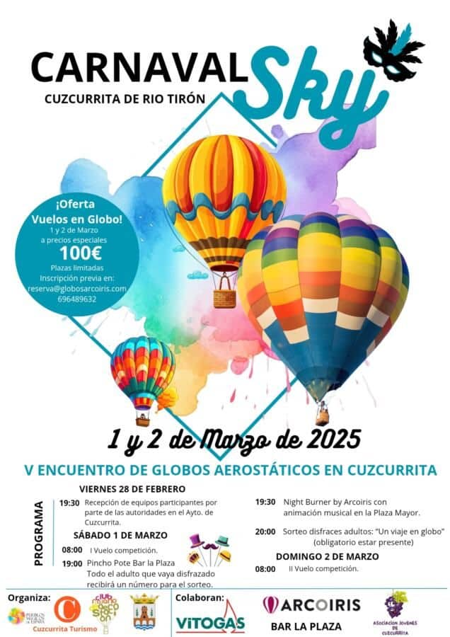 Cuzcurrita de Río Tirón celebra Carnaval este fin de semana con su V Encuentro de Globos Aerostáticos 1 Banner Carnaval Sky 2025