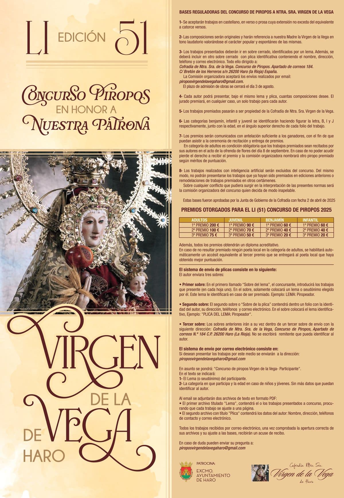 Convocado el 51 Concurso de Piropos a la Virgen de la Vega 1 Convocado el 51 Concurso de Piropos a la Virgen de la Vega 1