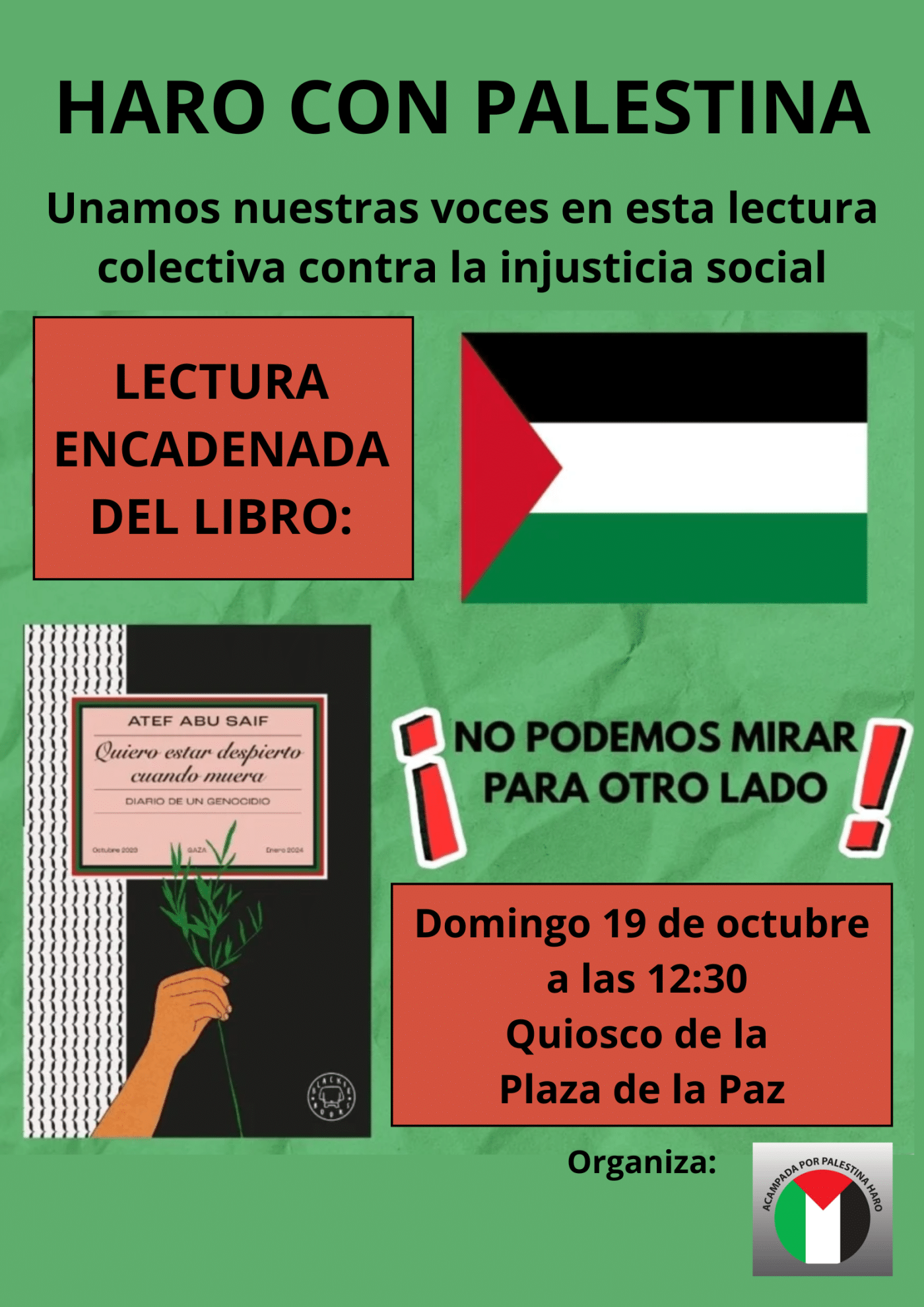 Acampada por Palestina Haro organiza una lectura colectiva para denunciar la situación en Gaza 1 Acampada por Palestina Haro organiza una lectura colectiva para denunciar la situación en Gaza 1