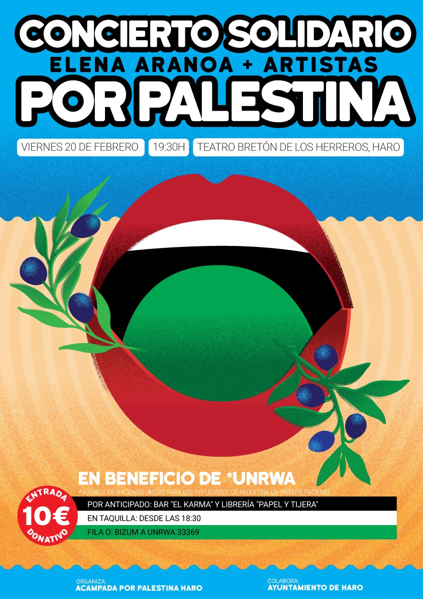 Haro acogerá el 20 de febrero un concierto solidario por Palestina encabezado por Elena Aranoa 1