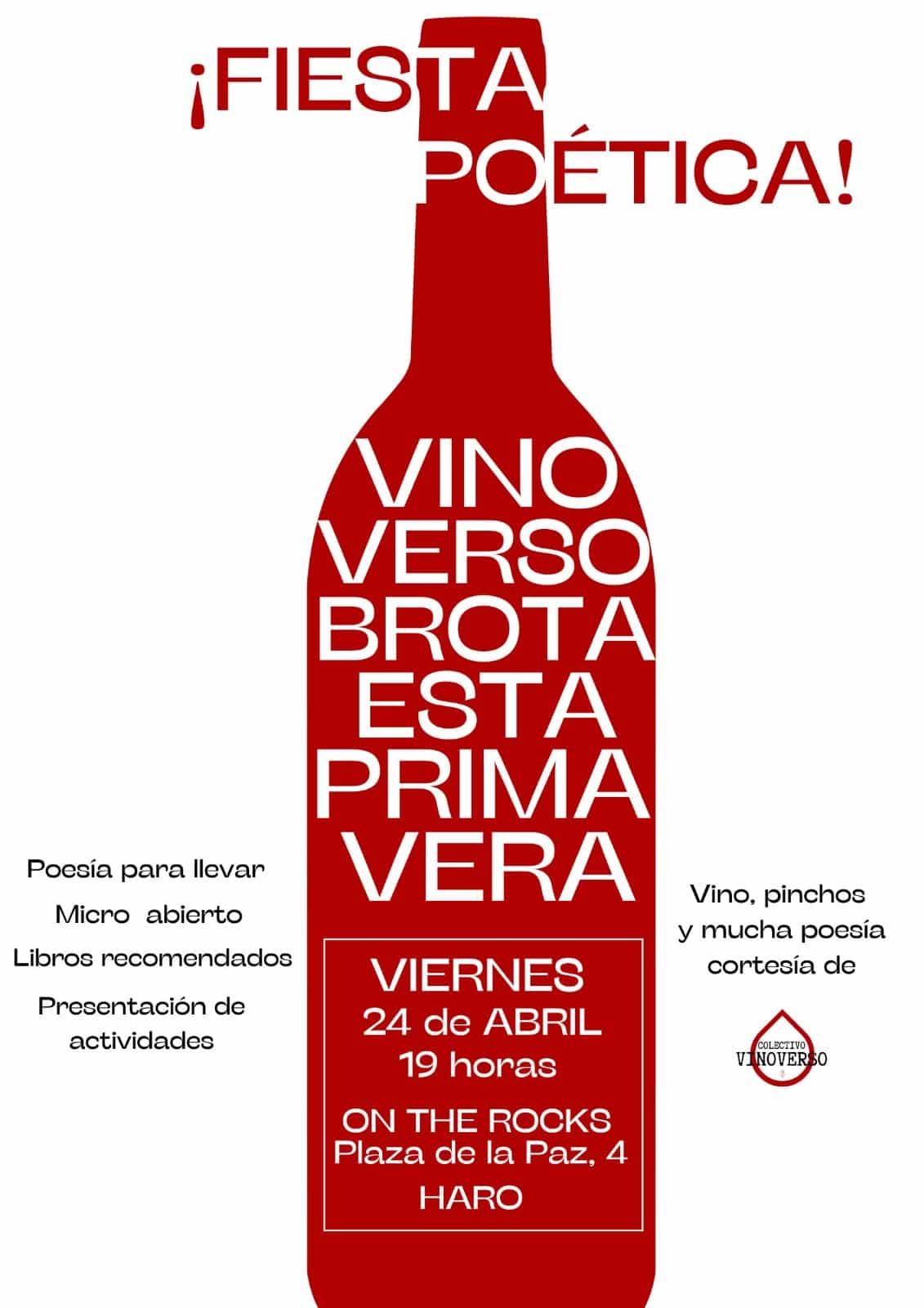 Vinoverso arranca la temporada este viernes 24 de abril con una 'fiesta poética' en Haro 1