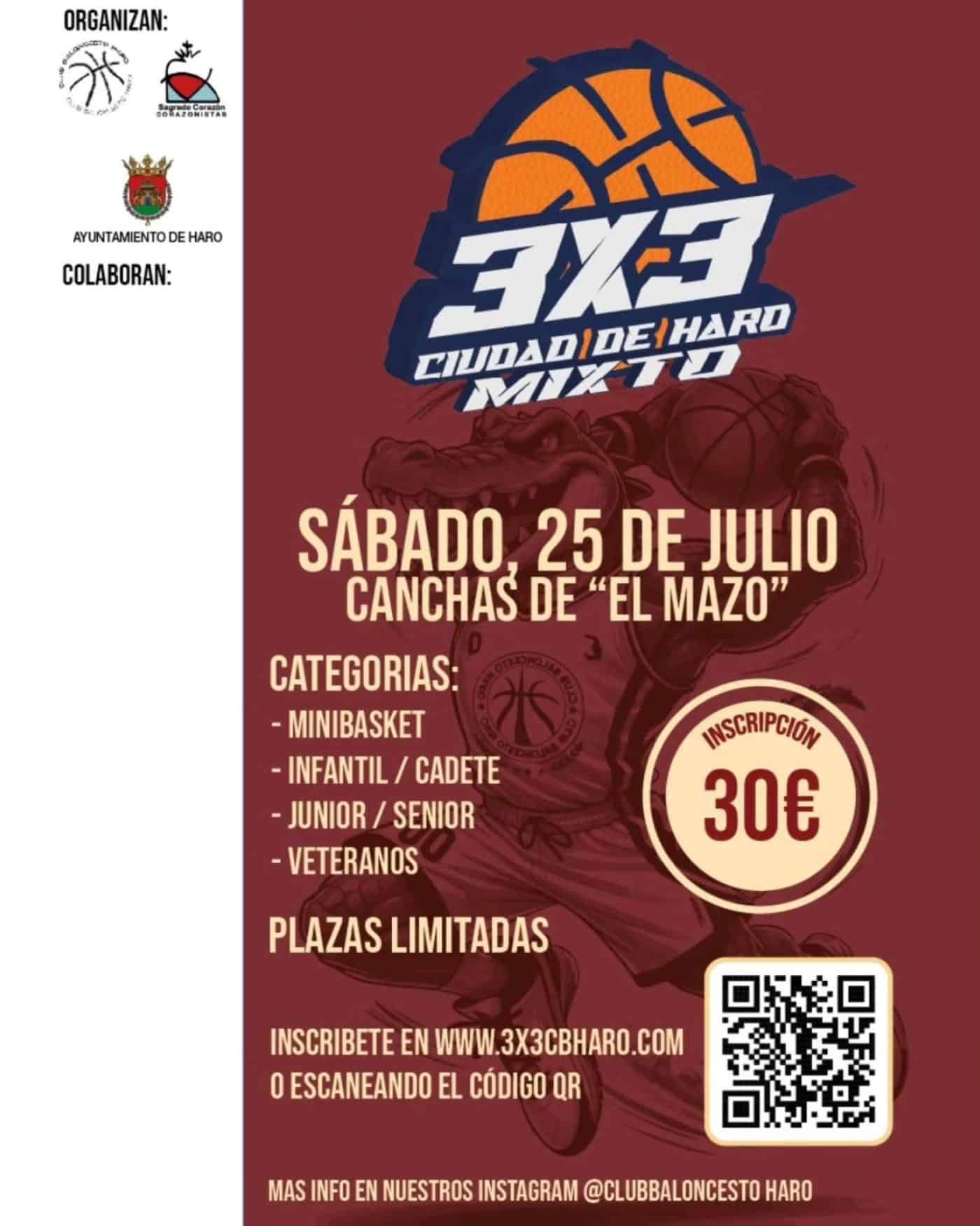 El 3x3 Ciudad de Haro Mixto de Baloncesto regresa el 25 de julio 1