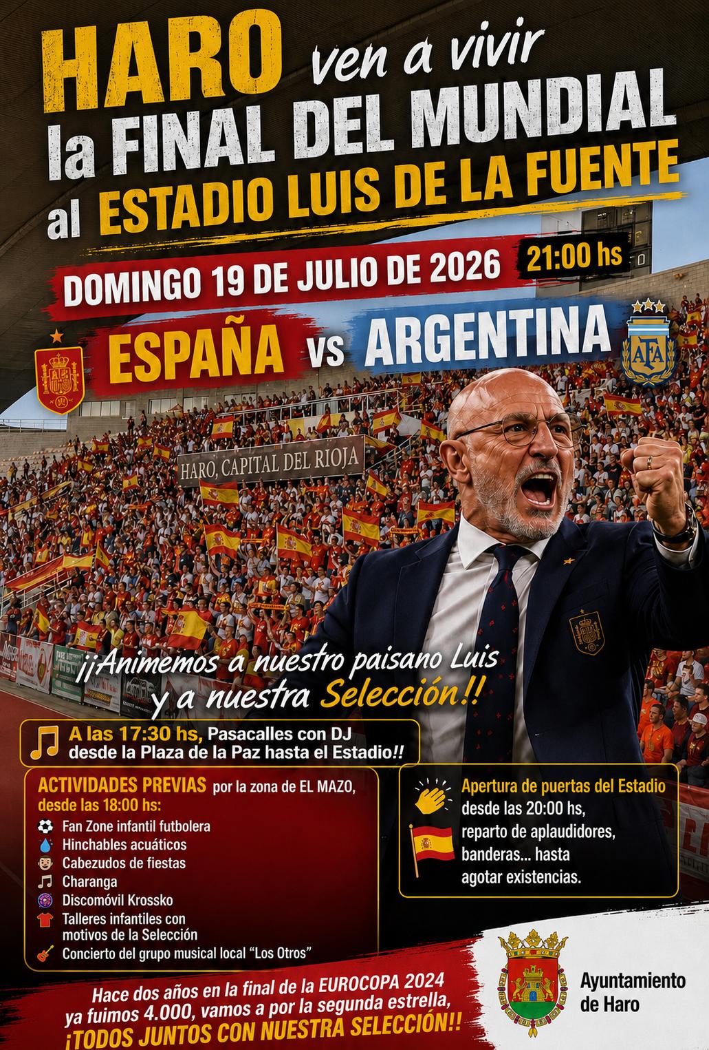 Así será la fiesta en el Luis de la Fuente de Haro para animar a España en la final del Mundial 1