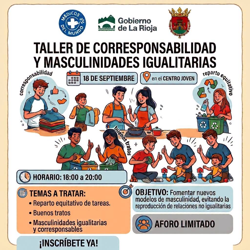 Haro acogerá un taller sobre corresponsabilidad y masculinidades igualitarias para jóvenes 1